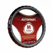 Оплетка руля (M) 37-39см серая натуральная кожа AUTOPROFI AP156DGYM AUTOPROFI