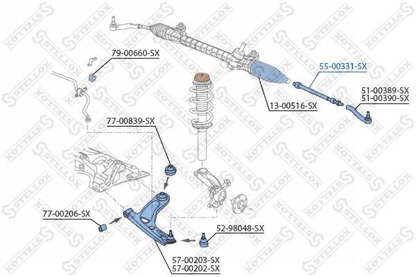 тяга рулевая! L238 M14x1.5\ Citroen C1 05> 55-00331-SX STELLOX