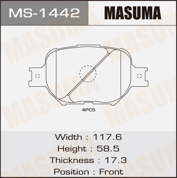 колодки дисковые передние!\ Toyota Celica 1.8/Corolla/Corolla Verso 1.8/2.0D-4D  MS1442 MASUMA