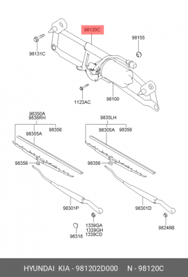трапеция стеклоочистителя 981202D000 HYUNDAI KIA