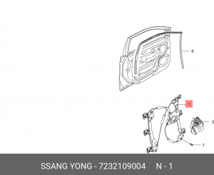 Стеклоподъемник SSANGYONG Actyon (06-),Kyron (05-),Actyon Sports (06-/12-) двери 7232109004 SSANG YONG