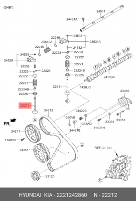 Клапан выпускной HYUNDAI Porter дв.D4BF OE 2221242860 HYUNDAI KIA