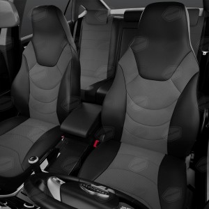 Авточехлы универсальные экокожа черно-серые комплект Recaro AVTOLIDER UREK31-0302 AVTO LIDER 1