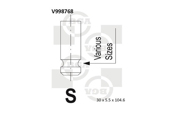 клапан выпускной! 30x5.5x104.6\ Ford Focus II/Mondeo III/C-Max 2.0i 16V AODA/CJB V998768 BG AUTOMOTIVE