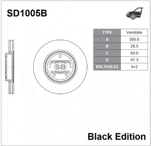 Диск тормозной передний HYUNDAI ix35, KIA SPORTAGE 2010- SD1005B SD1005B SANGSIN