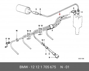 провод высокого напряжения!  BMW E9/E3/E21 BMW 12 12 1 705 675 BMW