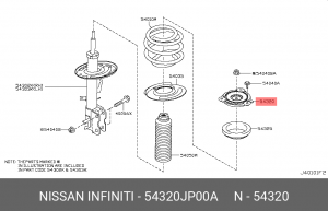 опора переднего амортизатора!\ Nissan Murano Z51 07-15 54320-JP00A NISSAN
