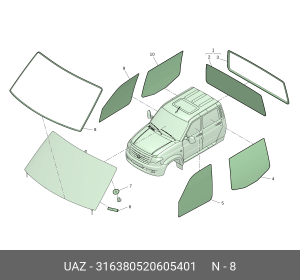 Окантовка стекла УАЗ-3163 ветрового (ОАО УАЗ) 316380520605401 UAZ UAZ