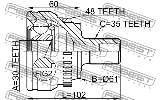 ШРУС 1610-210A48 1610-210A48 FEBEST