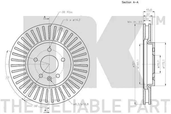 203675NK диск тормозной!\ Opel Astra J/Zafira C 1.4-2.0 11> 203675 NK