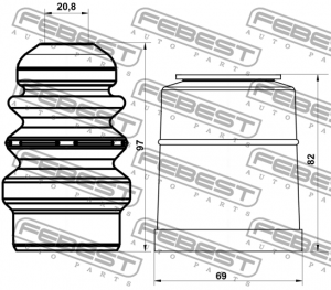 Пыльник передн амортизатора с отбойником комплект AUDI A4 2001-2008 ADSHB-A4IIF- ADSHB-A4IIF-KIT FEBEST