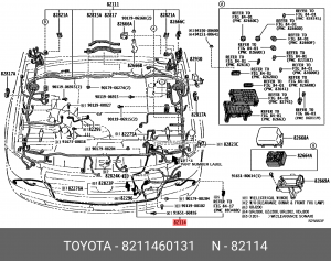 жгут электpопpоводки!\ Toyota Land Cruiser 200 07> 82114-60131 TOYOTA