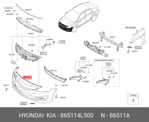 бампер передний!\ Hyundai Accent/Solaris 14-17 865114L500 HYUNDAI