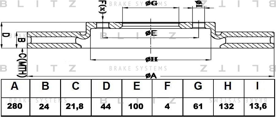 Диск тормозной передний вентилируемый RENAULT Clio/Kangoo/Laguna/Megane/Scenic 9 BS0359 BLITZ