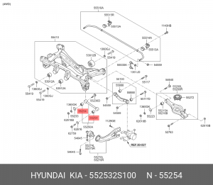 сайлентблок заднего попереч.верхнего рычага!\ Hyundai iX35 2WD 09> 552532S100 HYUNDAI