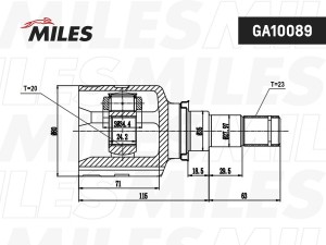 ШРУС внутренний TOYOTA AURIS/HYBRID (UKP) ADE186,NDE180,NRE18#,WWE185,ZRE185,ZWE GA10089 MILES
