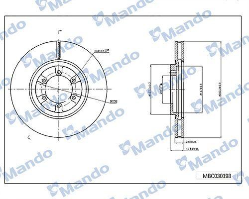 Диск тормозной HYUNDAI Elantra (06-) передний (1шт.) MANDO MBC030199 MANDO