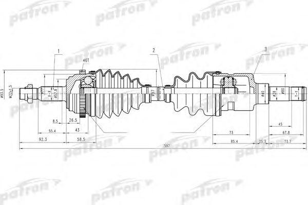 Вал приводной CHRYSLER Neon (00-04) передний левый PATRON PDS9048 PATRON