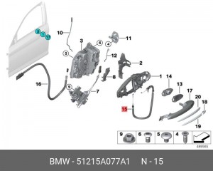 51215A077A1 Трос наружной ручки двери Пд ! \BMW 5' F90 M5, G30, G31 51215A077A1 BMW