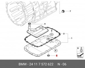 Пробка BMW 1 (E81,E82,E87,E88),3 (E90-E93),X1 (E84),X3 (E83) сливная поддона мас 24 11 7 572 622 BMW
