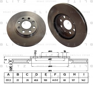 Диск тормозной передний вентилируемый FIAT Punto/Grande Punto 05-OPEL Corsa D 06 BS0217 BLITZ