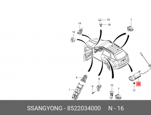 Кнопка SSANGYONG Actyon (10-) открывания двери задка OE 8522034000 SSANG YONG