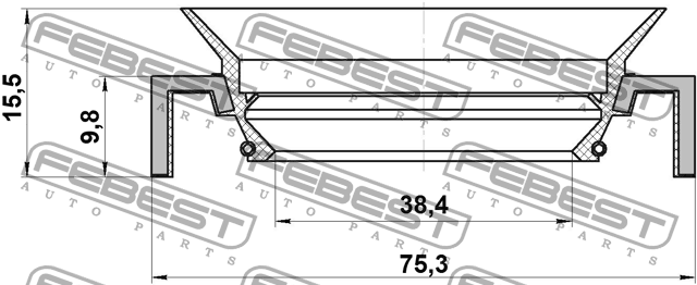 Сальник привода (40x75x10x15.5) KIA SORENTO (FY) 2002-2006 95HCY-40751016C 95HCY-40751016C FEBEST