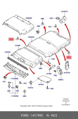 Клипса FORD Transit (06-) крепления обшивки салона OE 1 417 995 FORD