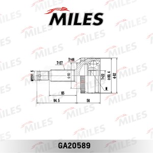 ШРУС наружный HYUNDAI ELANTRA 06- (GKN 306224) GA20589 GA20589 MILES