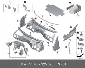 51487325890 Звукоизоляция обтекателя !L=1430MM \BMW 1' F20, LCI, F21, 2' F22, F2 51 48 7 325 890 BMW