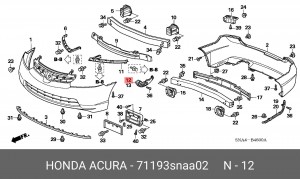 ЗАПОЛНИТЕЛЬ ПУСТОТ ЗАДНЕГО БАМПЕРА HONDA 71193SNAA02 HONDA