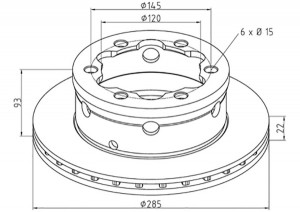 диск тормозной !285/120x22 6n-145-d15 \Omn MB, VW Sprinter/LT 408-414 01666700A PETERS ENNEPETAL