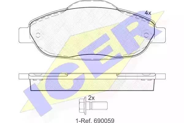 181851 колодки дисковые передние!\ Peugeot 3081.4/1.6 07> 181851 ICER