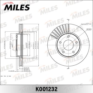 Диск тормозной передний NISSAN JUKE 10- (TRW DF6471) K001232 K001232 MILES