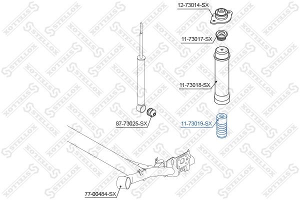 отбойник амортизатора заднего нижнего!\ Daewoo Kalos 02> 11-73019-SX STELLOX