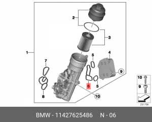 Прокладка BMW 1 (F20,F21) корпуса фильтра масляного OE 11 42 7 625 486 BMW