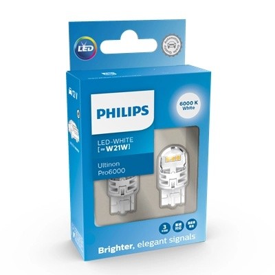 Лампа светодиодная 12V W21W W3х16d 6000K 250Лм (2шт.) Led White Ultinon Pro6000  11065CU60X2 PHILIPS