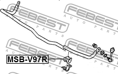втулка стабилизатора заднего!\ Mitsubishi Pajero V87W,V88W,V97W,V98W 06> MSB-V97R FEBEST
