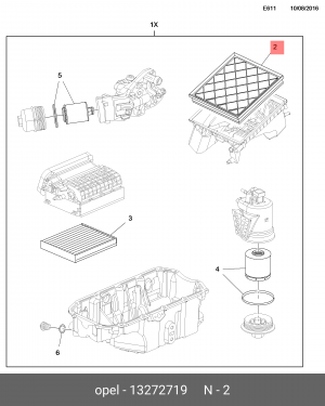 Фильтр воздушный CHEVROLET Cruze (09-) (2.0 D),Orlando (11-) (2.0 D) OE 13272719 GENERAL MOTORS
