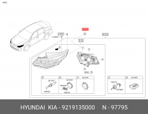 Клипса HYUNDAI Accent (99-) KIA Carnival (05-) фары OE 9219135000 HYUNDAI KIA