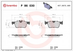 Колодки тормозные дисковые P86030 P86030 BREMBO
