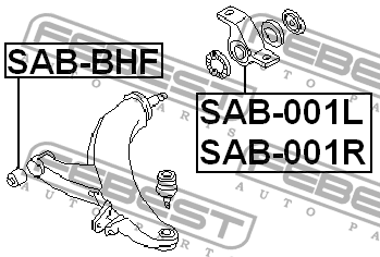 Сайлентблок рычага задн левый SUBARU LEGACY B12 1998-2003 SAB-001L SAB-001L FEBEST