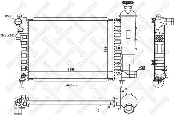 радиатор системы охлаждения! без AC МКПП\ Peugeot 106, Citroen Saxo 1.0-1.6i 96- 10-25269-SX STELLOX
