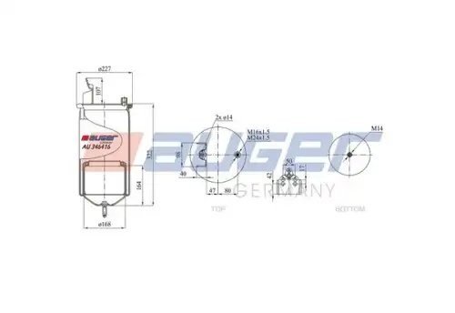Пневморессора со стаканом (металл) задняя Volvo FH12 AU346416K AUGER