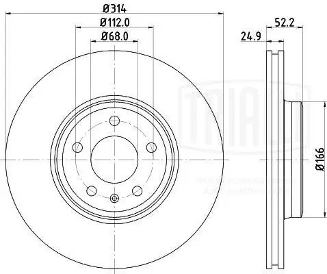 Диск торм. Audi A4 (07-)/A5 (07-) перед. d=314 (DF 180138)  2шт DF 180138 TRIALLI