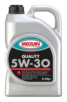 6567 Meguin Синт-ое мот.масло Megol Motorenoel Quality 5W-30 SL/CF A3/B4 (5л) 6567 MEGUIN