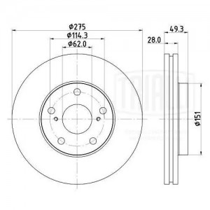 Диск торм. Toyota Camry (96-) перед. d=275 R15 (DF 190320)  2шт DF 190320 TRIALLI