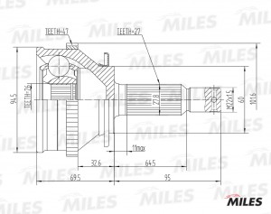 Шрус наружний ком/кт HYUNDAI TRAJET (FO) (2.0L) ABS GA20553 GA20553 MILES