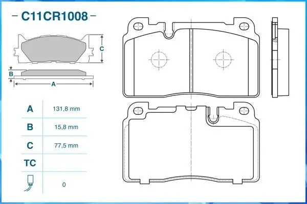 Тормозные колодки передние Low Metallic C11CR1008 C11CR1008 CWORKS