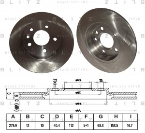 Диск тормозной задний VW Transporter 90- BS0157 BS0157 BLITZ